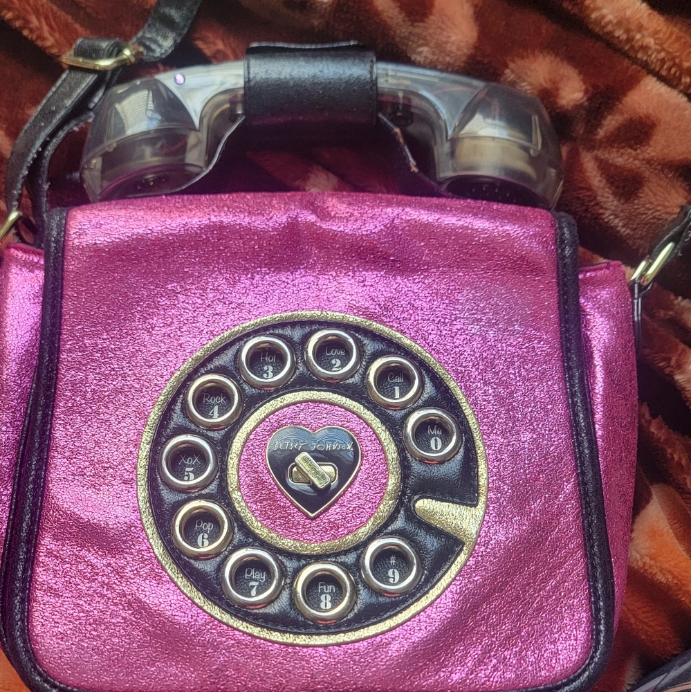 Betsey Johnson Pink Retro Phone Handbag